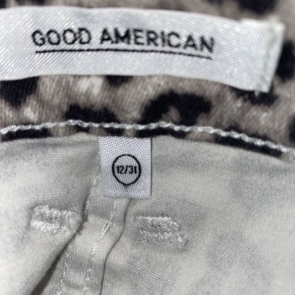 Good American Leopard Print Raw Edge Mini Skirt Size 12 Nordstrom NWT Kardashian - Picture 6 of 6